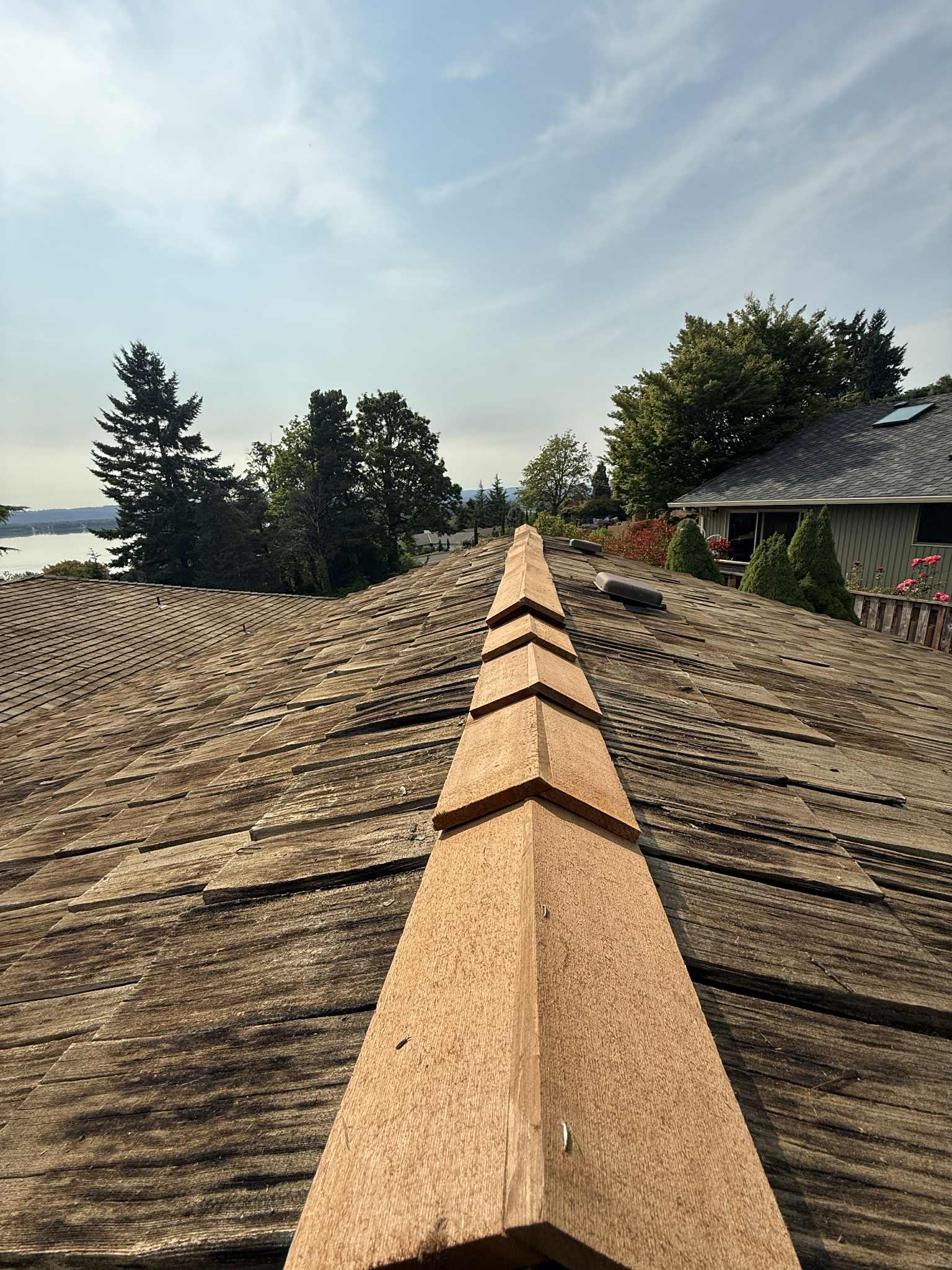 Cedar Shake Roof Cleaning & Ridge Cap Maintenance in Vancouver, WA